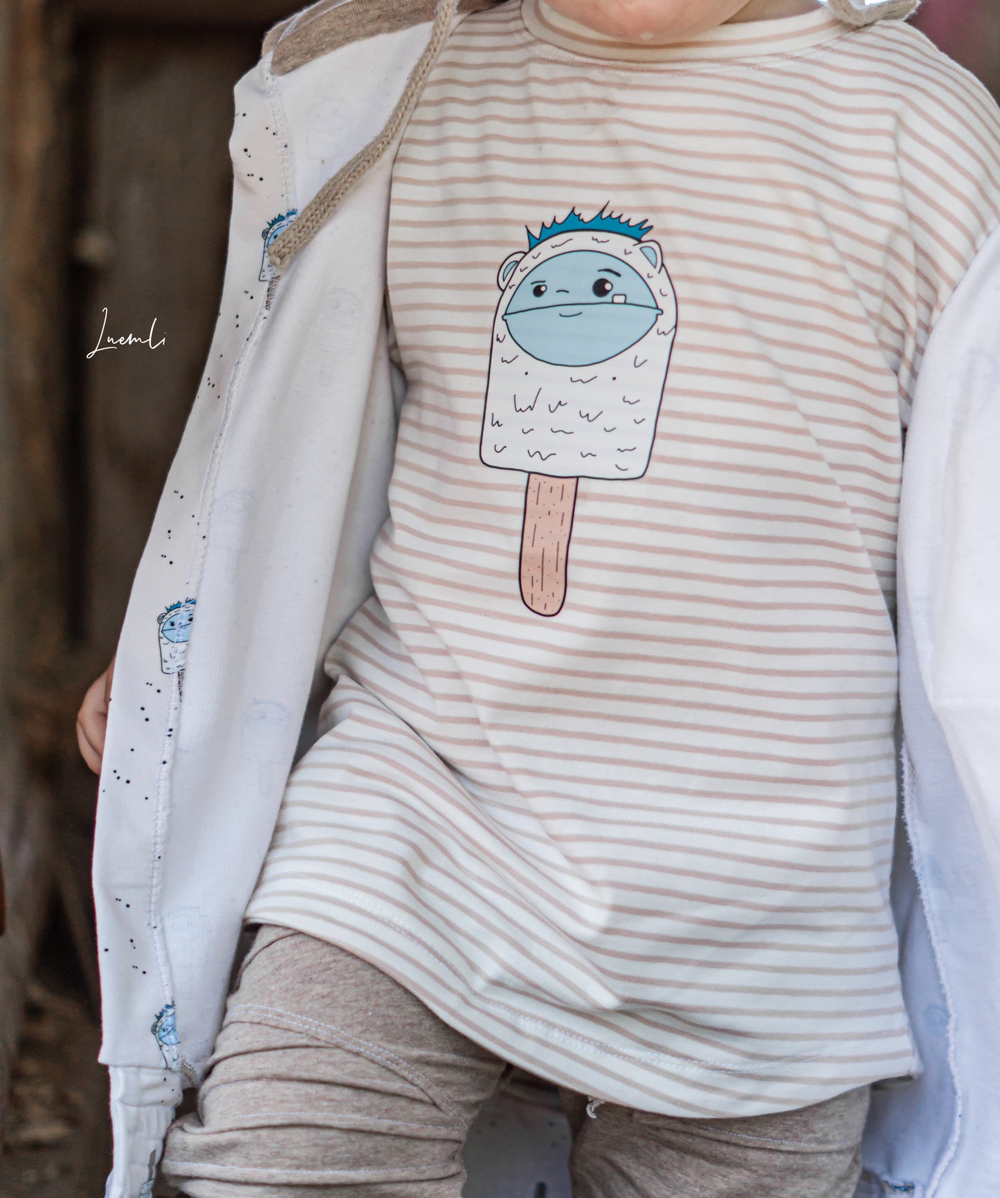 Jersey streifen beige